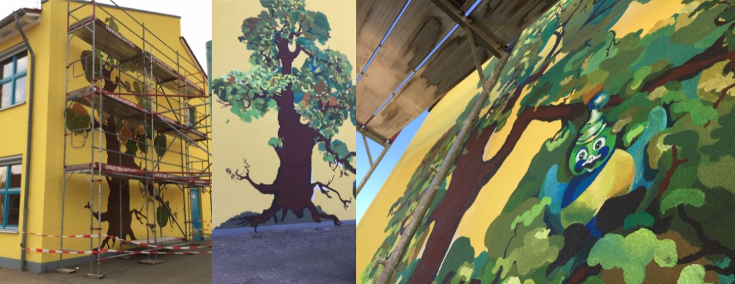 Baum an der Giebelwand Fred-Vogel-Grundschule 2020